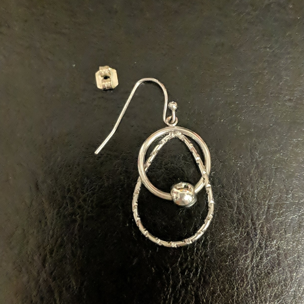 Silver Circle Style Dangle Earrings - image 5